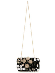 Gaud Floral Embellished Velvet Clutch