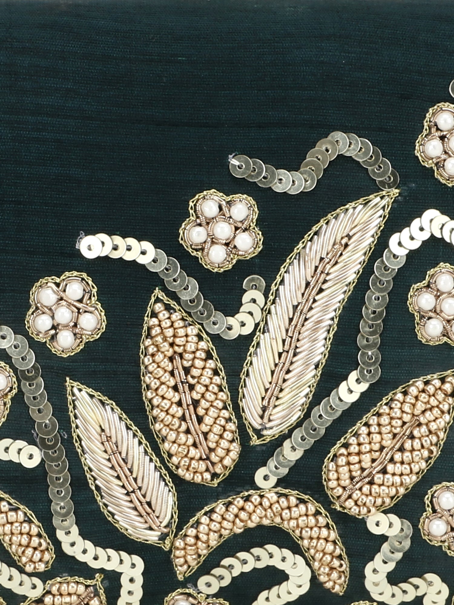 Gaud Floral Embellished Faux Silk Clutch