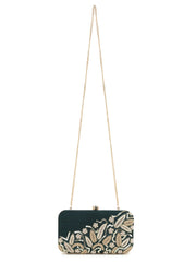 Gaud Floral Embellished Faux Silk Clutch