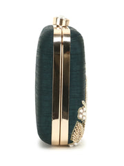 Gaud Floral Embellished Faux Silk Clutch
