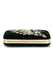 Gaud Floral Embellished Velvet Clutch