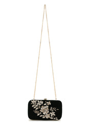 Gaud Floral Embellished Velvet Clutch