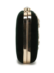 Gaud Floral Embellished Velvet Clutch