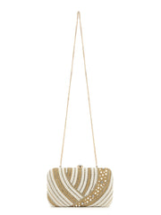 Adorn Embellished Faux Silk Clutch