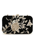 Adorn Floral Embellished Velvet Clutch