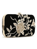 Adorn Floral Embellished Velvet Clutch