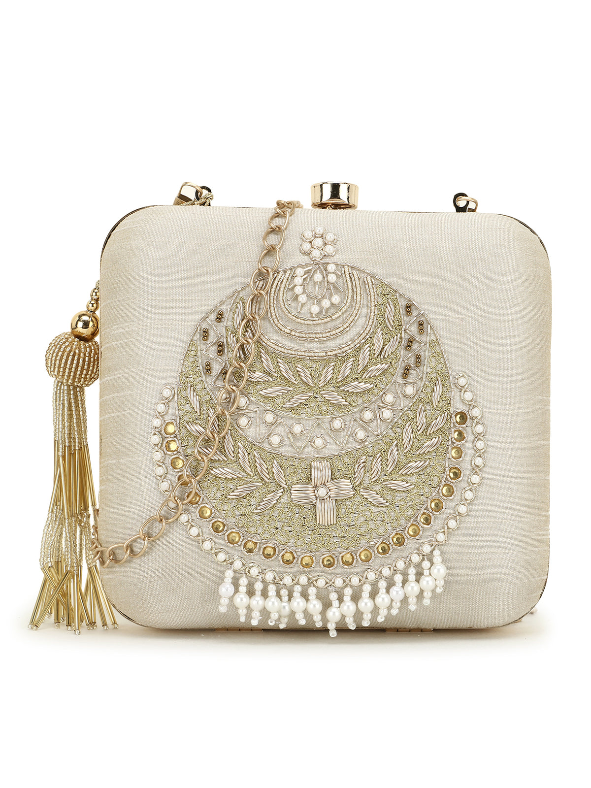 Vista Embellished Faux Silk Clutch