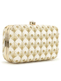 Hue Embroidered Faux Silk Clutch