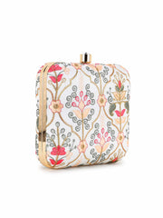 Vista Faux Silk Damask Embroidered Clutch