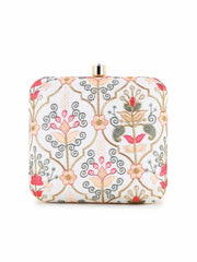Vista Faux Silk Damask Embroidered Clutch