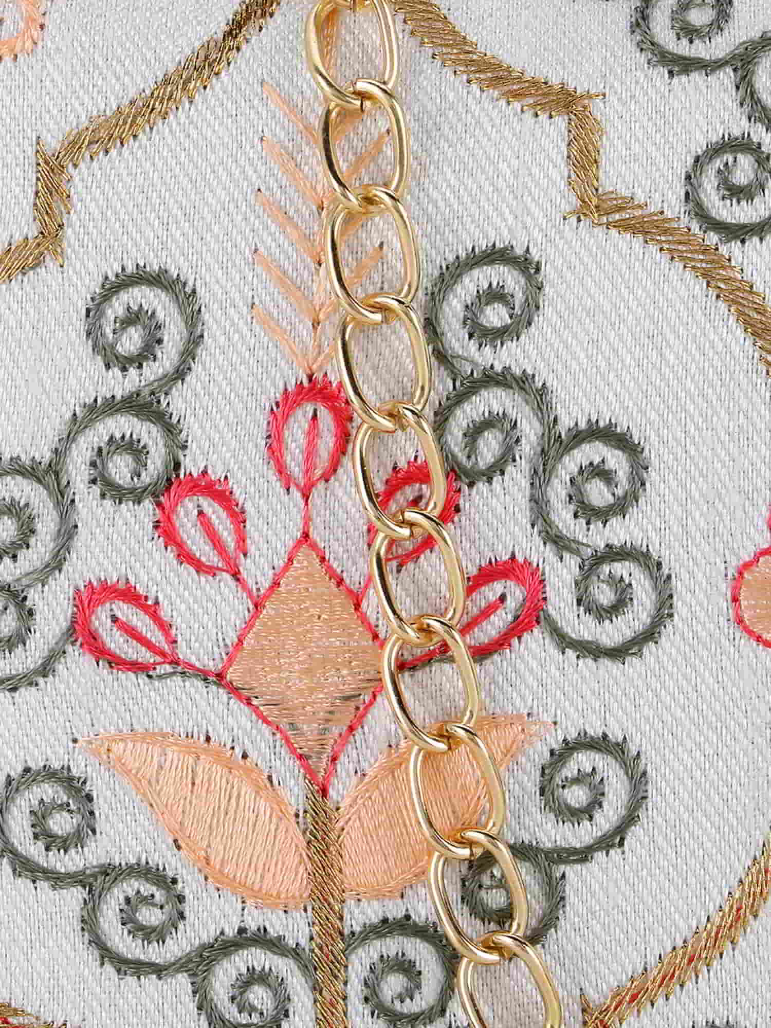 Vista Faux Silk Damask Embroidered Clutch