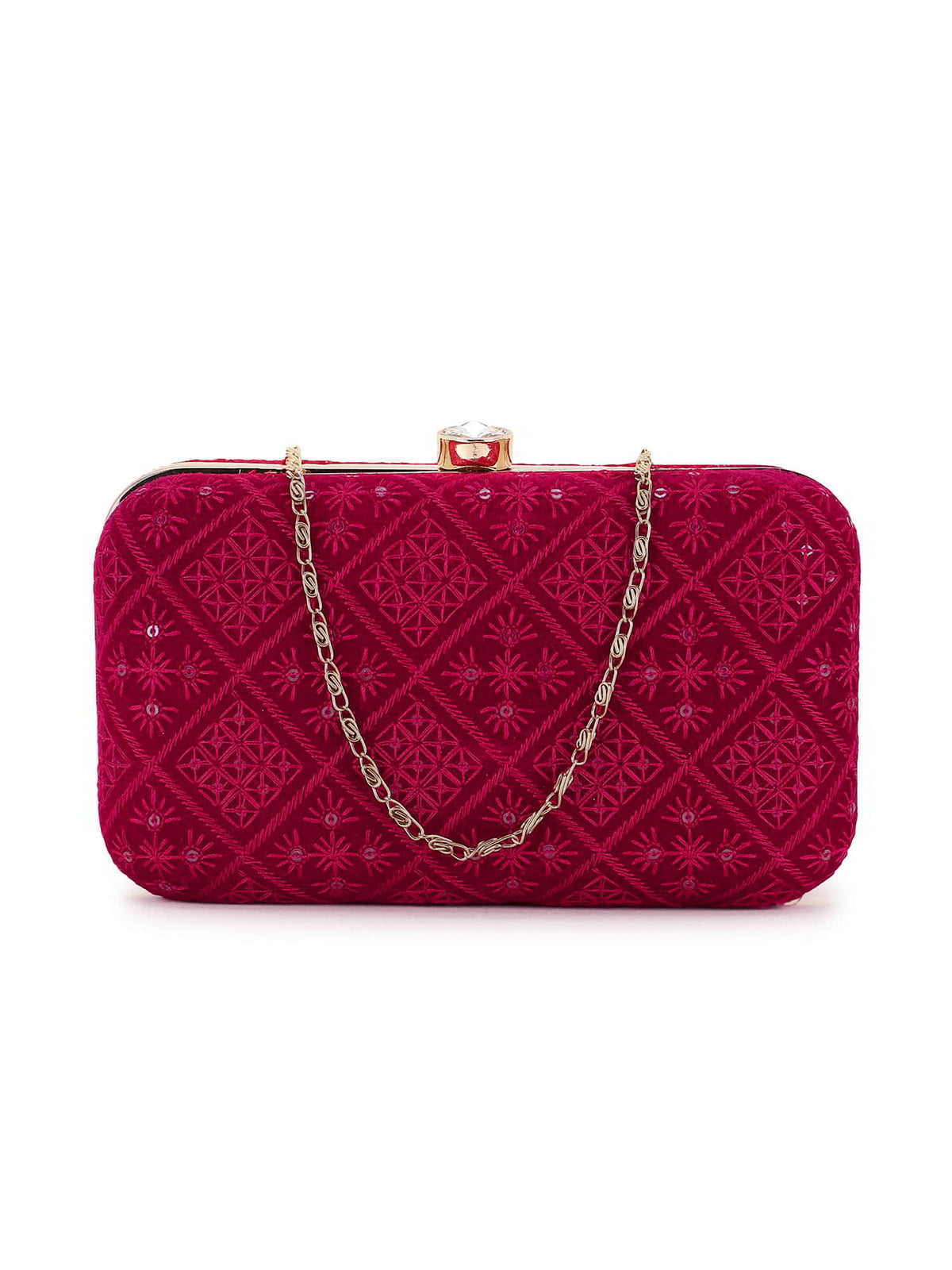 Hue Velvet Harlequin Embroidered Clutch