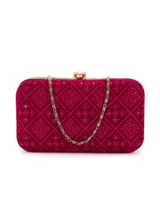 Hue Velvet Harlequin Embroidered Clutch