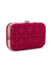 Hue Velvet Harlequin Embroidered Clutch