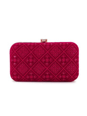 Hue Velvet Harlequin Embroidered Clutch