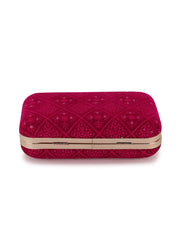 Hue Velvet Harlequin Embroidered Clutch