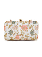 Hue Faux Silk Floral Embroidered Clutch