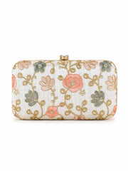Hue Faux Silk Floral Embroidered Clutch