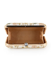 Hue Faux Silk Floral Embroidered Clutch