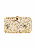 Hue Faux Silk Embroidered Clutch