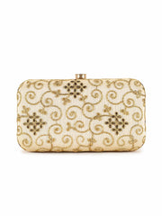 Hue Faux Silk Embroidered Clutch