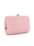 Hue Faux Silk Polka Dot Embroidered Clutch