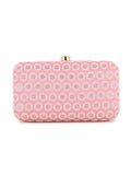 Hue Faux Silk Polka Dot Embroidered Clutch