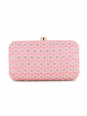 Hue Faux Silk Polka Dot Embroidered Clutch