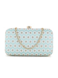 Hue Faux Silk Polka Dot Embroidered Clutch