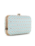 Hue Faux Silk Polka Dot Embroidered Clutch