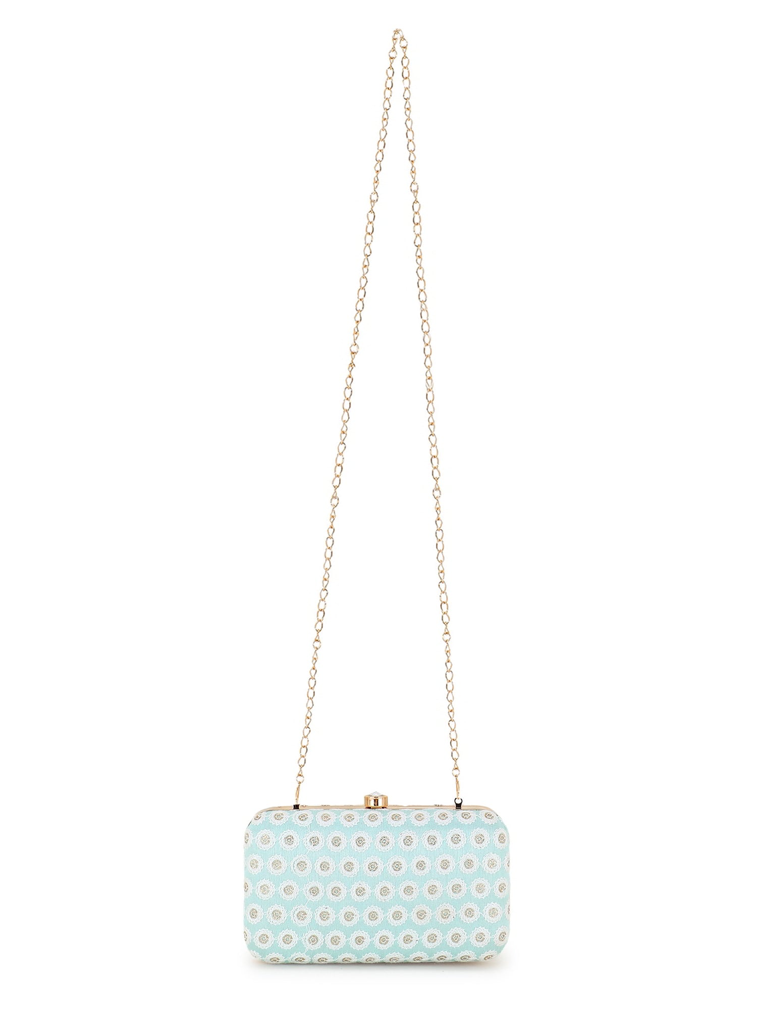 Hue Faux Silk Polka Dot Embroidered Clutch