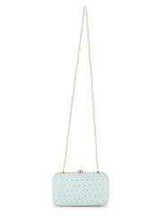 Hue Faux Silk Polka Dot Embroidered Clutch