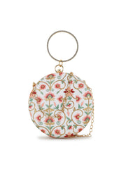 Gala Faux Silk Floral Embroidered Clutch