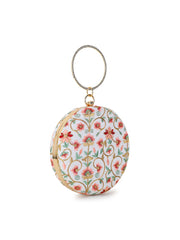 Gala Faux Silk Floral Embroidered Clutch
