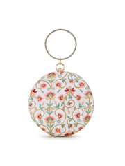 Gala Faux Silk Floral Embroidered Clutch