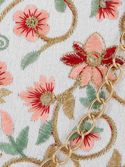 Gala Faux Silk Floral Embroidered Clutch