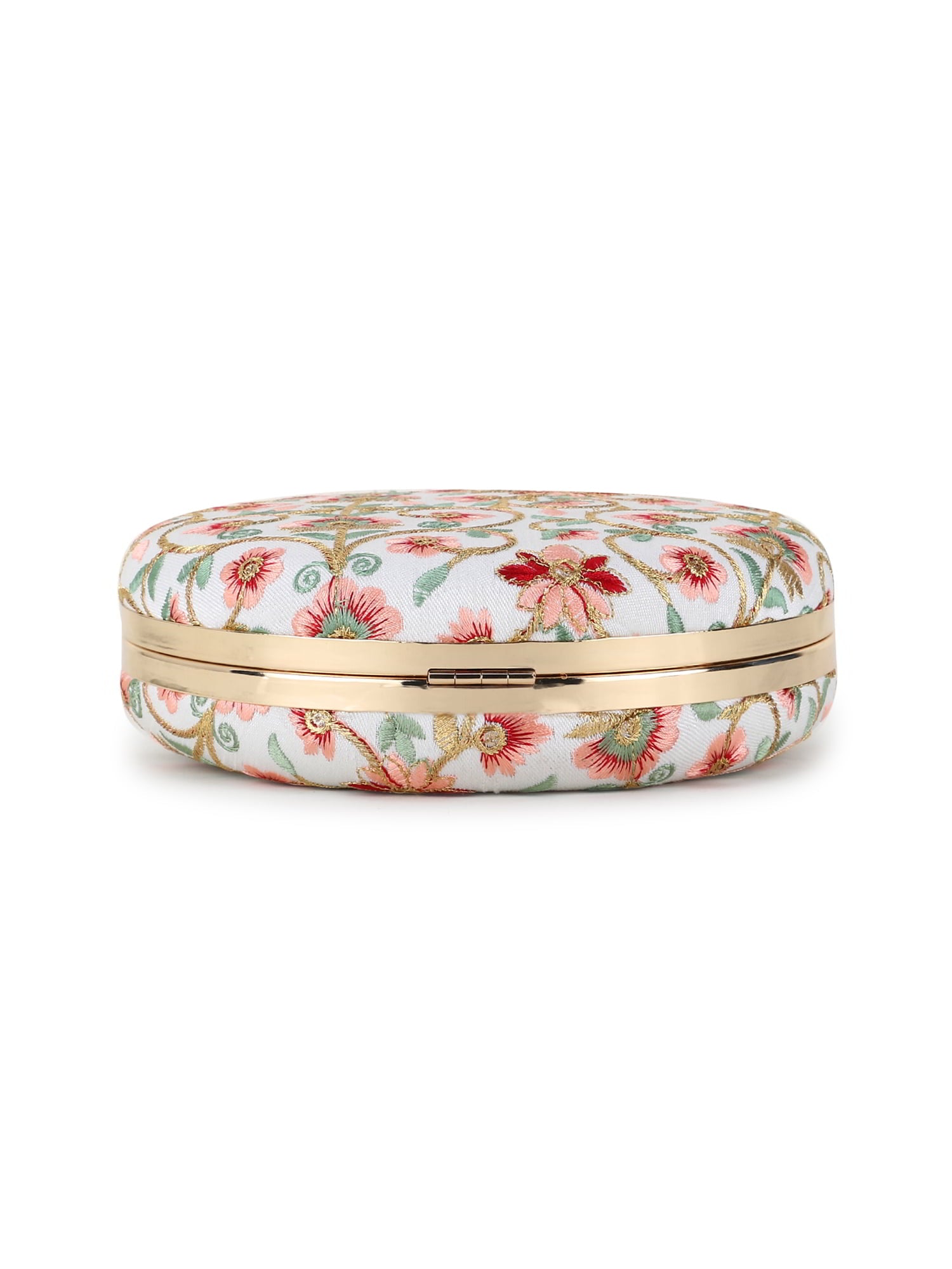 Gala Faux Silk Floral Embroidered Clutch
