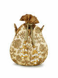 Lotus Faux Silk Floral Embroidered Potli