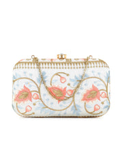 Hue Faux Silk Embroidered Clutch