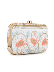 Hue Faux Silk Embroidered Clutch