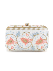 Hue Faux Silk Embroidered Clutch