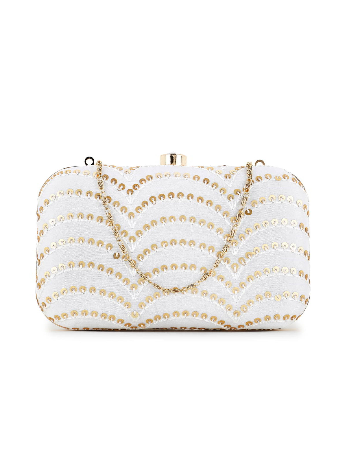 Hue Faux Silk Sequined Clutch