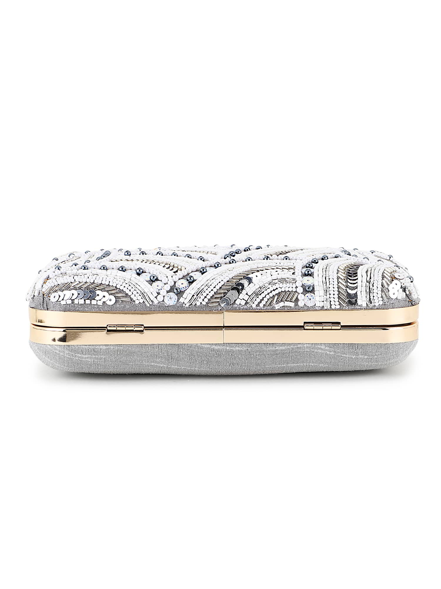 Adorn Abstract Embellished Faux Silk Clutch