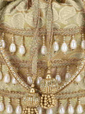 Dangle Paisely Printed Embellished Brocade Potli