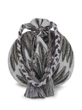 Dangle Botanical Embellished Faux Silk Potli