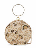 Gala Floral Embroidered Faux Silk Clutch