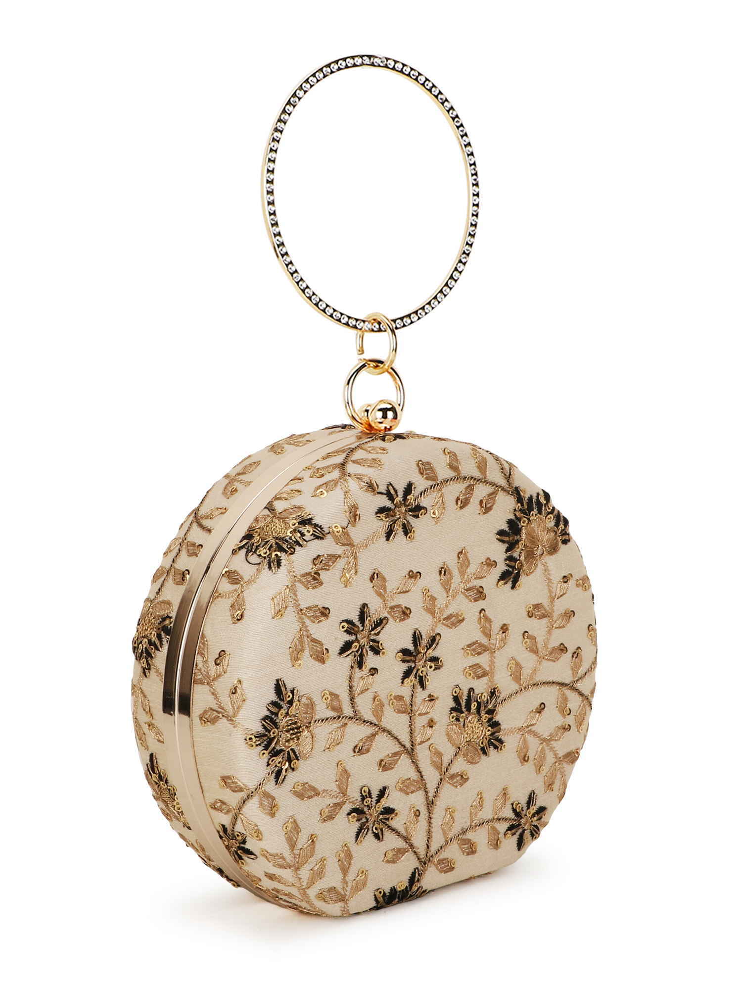 Gala Floral Embroidered Faux Silk Clutch