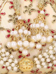 Lotus Floral Embroidered Faux Silk Potli