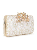 Adorn Ethnic Embroidered Faux Silk Clutch