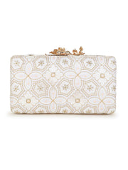 Adorn Ethnic Embroidered Faux Silk Clutch